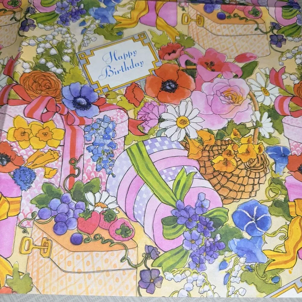 Vintage 1970's Birthday Garden Wrapping Paper Floral 29